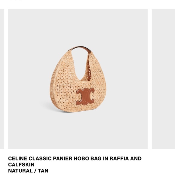 Celine brand new raffia and calfskin hobo bag - Picture 6 of 8